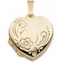 Medaillon Herz für 4 Fotos 333 Gelbgold Herzanhänger Anhänger zum Öffnen