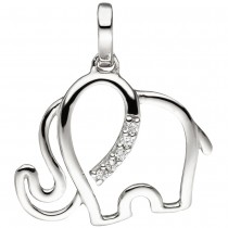 Anhänger Elefant 333 Gold Weißgold 5 Zirkonia Weißgoldanhänger