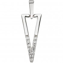 Anhänger dreieckig 333 Gold Weißgold 12 Zirkonia Weißgoldanhänger