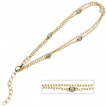 Armband 2-reihig 925 Sterling Silber gold vergoldet 5 Zirkonia 21cm verkürzbar