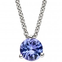 Collier Kette mit Anhänger 585 Weißgold 1 Tansanit blau 42cm Halskette