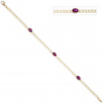 Armband 585 Gelbgold 3 Rubine rot 19,5cm Goldarmband Rubinarmband