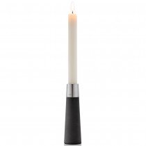 Tafelleuchter LUMO mit Kerze Polystone mit Edelstahl matt kombiniert