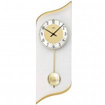 Wanduhr Quarz mit Pendel golden Pendeluhr mit Aluminium und Glas