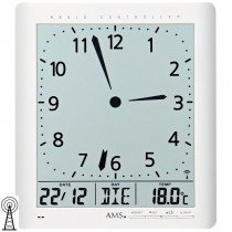 Wanduhr Tischuhr Funk digital weiß Datum Thermometer Weckfunktion