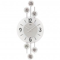 Wanduhr Quarz analog silbern modern mit Metall und Glas