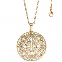 Collier Kette mit Anhänger rund Edelstahl gold farben beschichtet 46cm