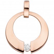 Anhänger rund 585 Rotgold 1 Diamant Brillant 0,08ct. Rotgoldanhänger