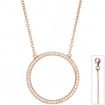 Collier Halskette 925 Silber rotgold vergoldet mit Zirkonia 45cm Kette