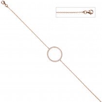 Armband 925 Sterling Silber rotgold vergoldet 52 Zirkonia 21cm