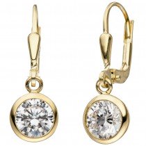 Ohrhänger 925 Sterling Silber gold vergoldet 2 Zirkonia Ohrringe