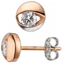 Ohrstecker 333 Rotgold bicolor 2 Zirkonia Ohrringe Rotgoldohrringe