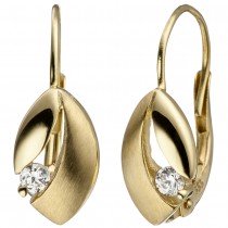 Boutons 333 Gelbgold matt 2 Zirkonia Ohrringe Ohrhänger Goldohrringe