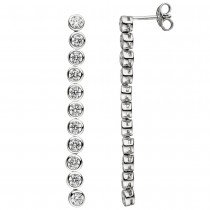 Ohrhänger lang 925 Silber 22 Zirkonia Ohrringe Ohrstecker Silberohrringe