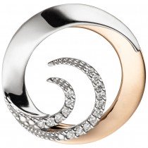 Anhänger rund 585 Weißgold Rotgold bicolor 16 Diamanten Brillanten 0,08ct.