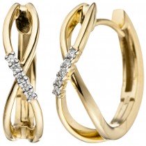 Creolen 585 Gelbgold 10 Diamanten Brillanten 0,06ct. Ohrringe Goldohrringe