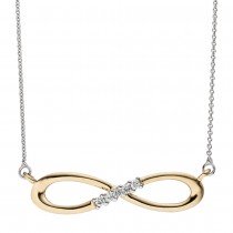 Collier Halskette Unendlich 585 Gold bicolor 5 Diamanten Brillanten Kette