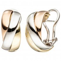 Creolen 585 Gelbgold Weißgold Rotgold tricolor dreifarbig Ohrringe