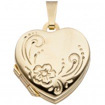 Medaillon Herz für 4 Fotos 333 Gelbgold Herzanhänger Anhänger zum Öffnen