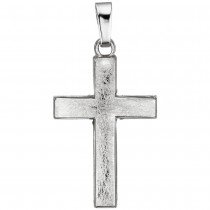 Anhänger Kreuz 585 Weißgold eismatt Kreuzanhänger Weißgoldkreuz