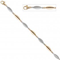 Armband 585 Gelbgold Weißgold bicolor matt 19,5cm Goldarmband