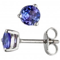 Ohrstecker 585 Weißgold 2 Tansanite blau Ohrringe Weißgoldohrringe