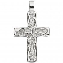 Anhänger Kreuz 925 Sterling Silber gehämmert Kreuzanhänger Silberkreuz