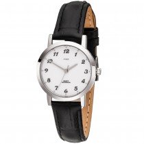 JOBO Damen Armbanduhr Quarz Analog Edelstahl Lederband schwarz Damenuhr