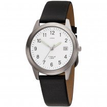 JOBO Herren Armbanduhr Quarz Analog Titan Lederband schwarz Herrenuhr mit Datum