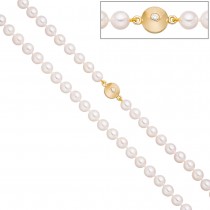 Perlenkette aus Akoya Perlen 45cm Schließe 925 Silber gold vergoldet 2 Zirkonia