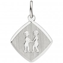 Anhänger Sternzeichen Zwilling 925 Sterling Silber matt Sternzeichenanhänger