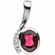 Anhänger 925 Sterling Silber mit Zirkonia 1 Granat rot Silberanhänger