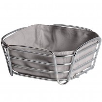Brotkorb klein DELARA Stahldraht verchromt mit Baumwolleinlage taupe