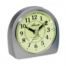 Wecker Quarz analog silbern leise ohne Ticken mit Licht Snooze schwarz