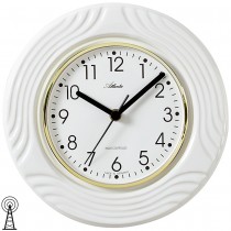 Küchenuhr Wanduhr Küche Funk Funkwanduhr analog Keramik weiß