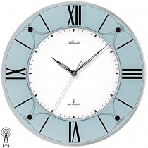 Funkwanduhr analog blau hellblau mit Glas