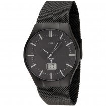 JOBO Herren Armbanduhr schwarz Funk Funkuhr Edelstahl Herrenuhr mit Datum