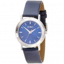 JOBO Herren Armbanduhr Quarz Analog Edelstahl Lederarmband blau