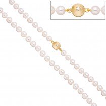 Perlenkette aus Akoya Perlen 45cm Schließe 925 Silber gold vergoldet 2 Zirkonia