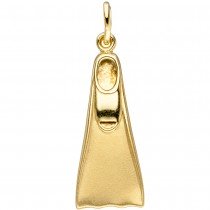 Anhänger Flosse Taucherflosse 333 Gelbgold matt Goldanhänger Tauchen