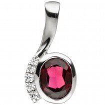Anhänger 925 Sterling Silber mit Zirkonia 1 Granat rot Silberanhänger