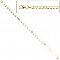 Armband 333 Gelbgold 3 Blautopase hellblau blau 19cm Goldarmband Karabiner