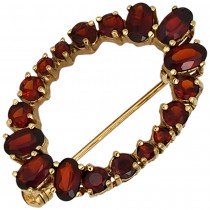 Brosche Granat 375 Gelbgold 18 Granate rot Goldbrosche Granatschmuck