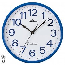 Funkwanduhr analog blau weiß rund