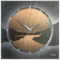 Wanduhr Quarz Schiefer Naturschiefer Motiv Fjord Schieferuhr