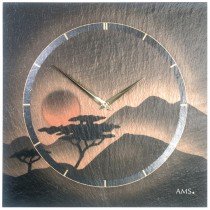 Wanduhr Quarz Schiefer Naturschiefer Schieferuhr terracotta