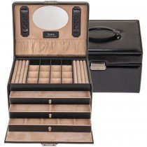 Sacher Schmuckkoffer Schmuckkasten NEW CLASSIC schwarz abschließbar mit Schloss