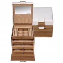 Sacher Schmuckkoffer Schmuckkasten NORDIC STYLE weiß und Holz-Optik abschließbar