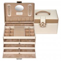 Sacher Schmuckkoffer Schmuckkasten BELLA FIORE beige abschließbar Schubladen