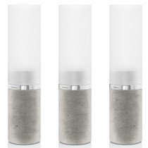 Windlichter Set FARO 3-teilig Beton mit Edelstahl matt und Glas